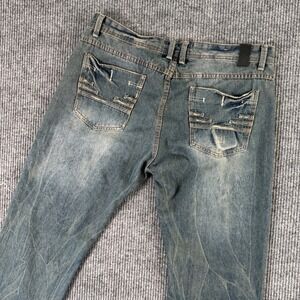 Jordan Craig Mens 38x34‎ Slim Fit Jeans Blue Distressed Streetwear Y2K Hip Hop